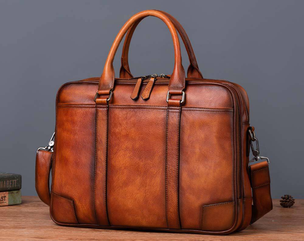 Mens Vintage Leather Buiness Briefcase Shoulder Bag 2732