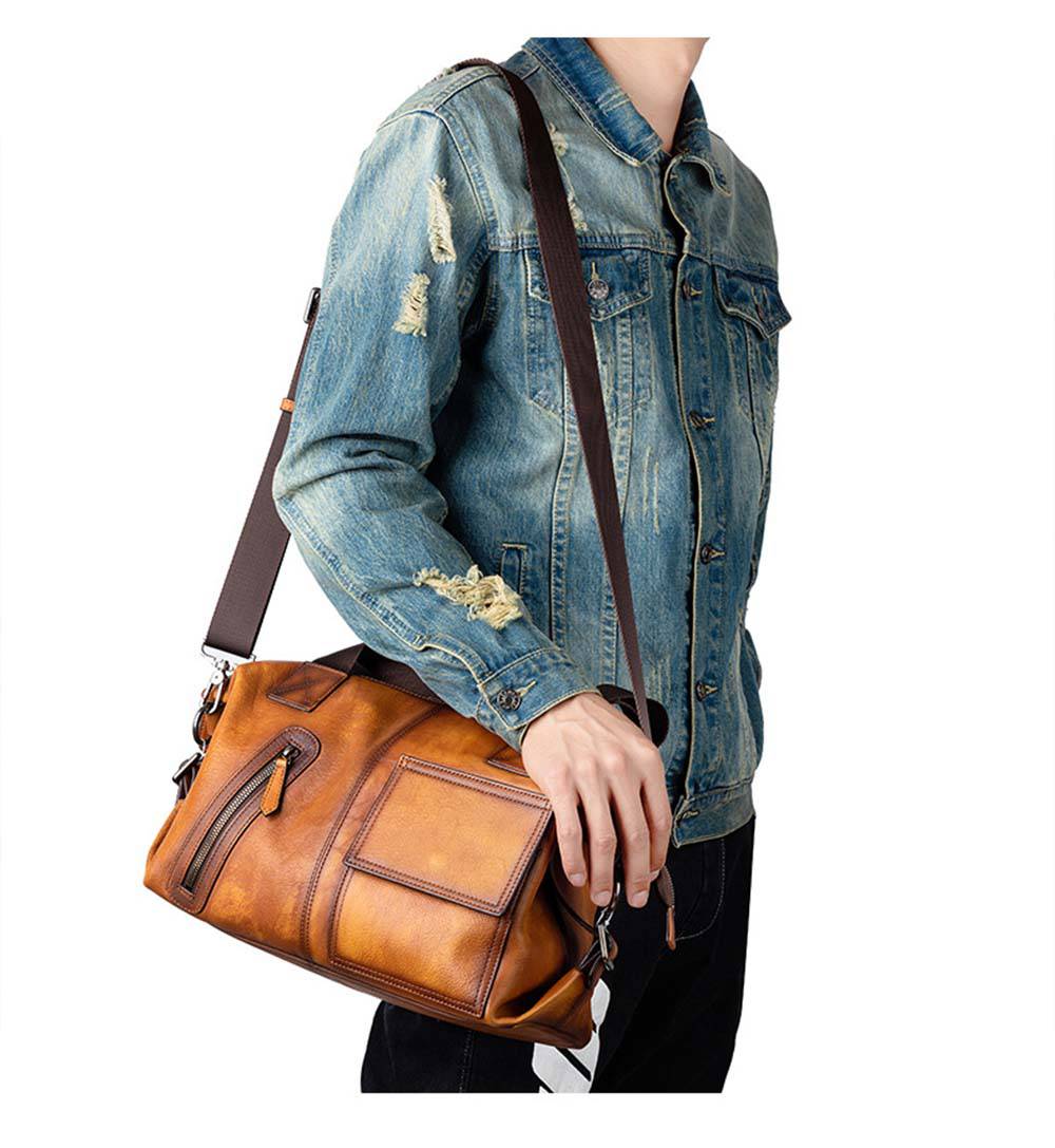 Mens Vintage Leather Buiness Briefcase Shoulder Bag 2530