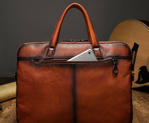 Mens Vintage Leather Buiness Briefcase Shoulder Cross Body Bag  Large Volumn 2800