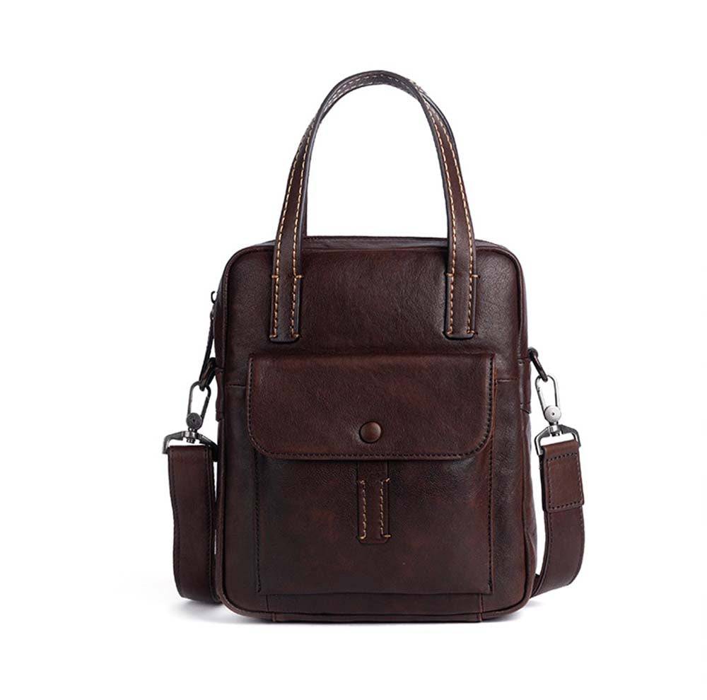 Mens Vintage Leather Cross Body Handle Bag