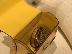 Mini Python Leather Rivet Top Handle Cross Body Bags Gold