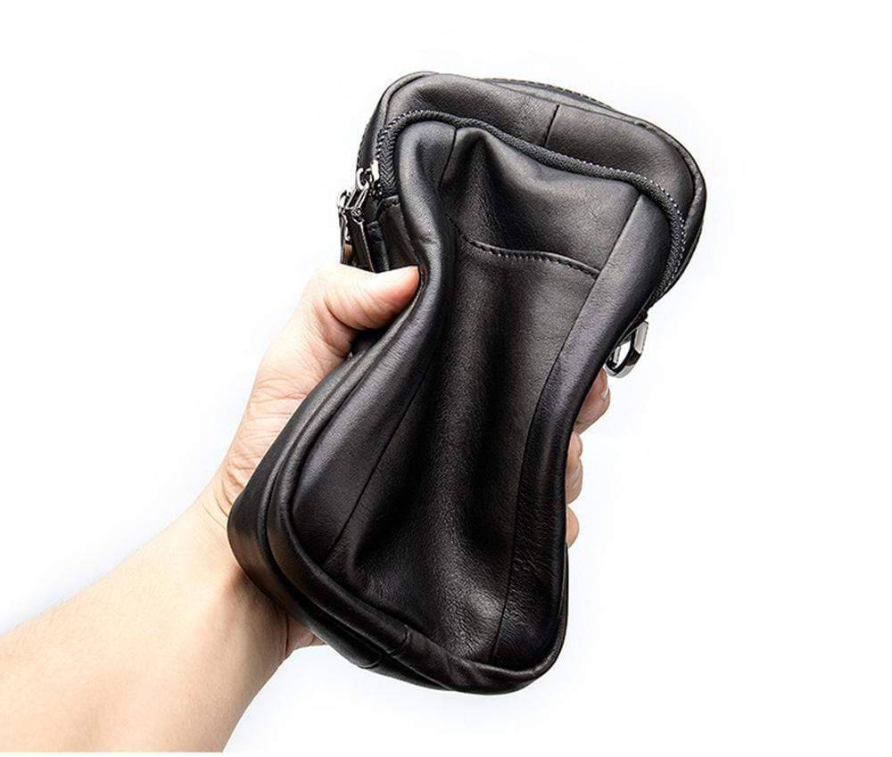 New Fashion Genuine Leather Men's Daily Use Belt Mobile Waist Cossbody Sport Shoulder Bags.