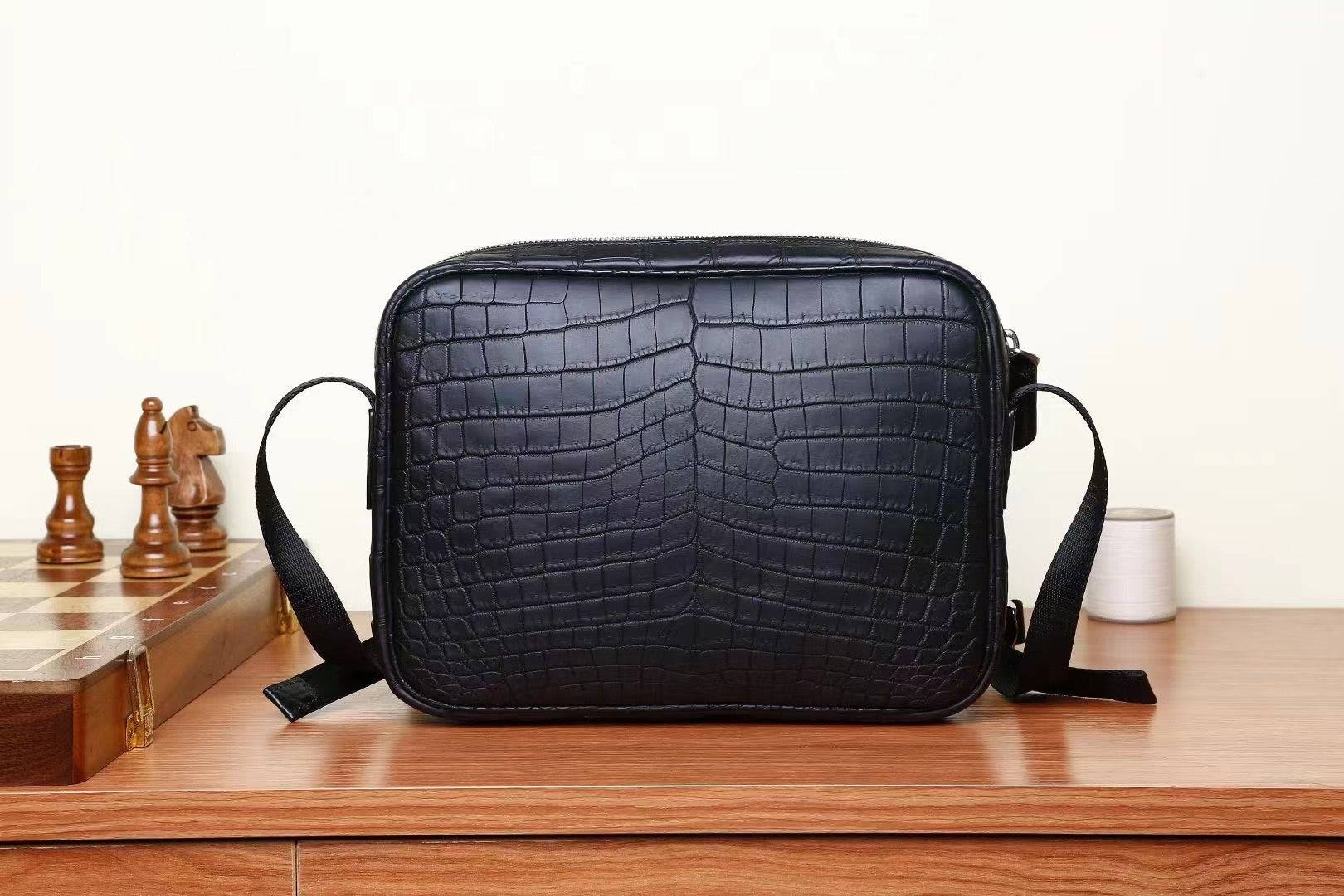 Preorder Mens Crocodile Leather  Cross Body Shoulder Bag