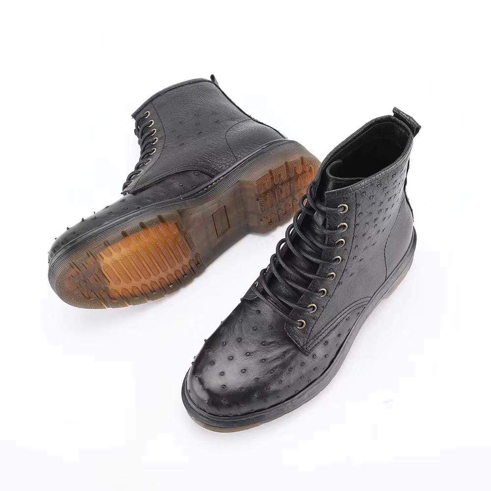 Crocodile Shoes Ostrich Leather Classic Unisex 8-Eye Boots