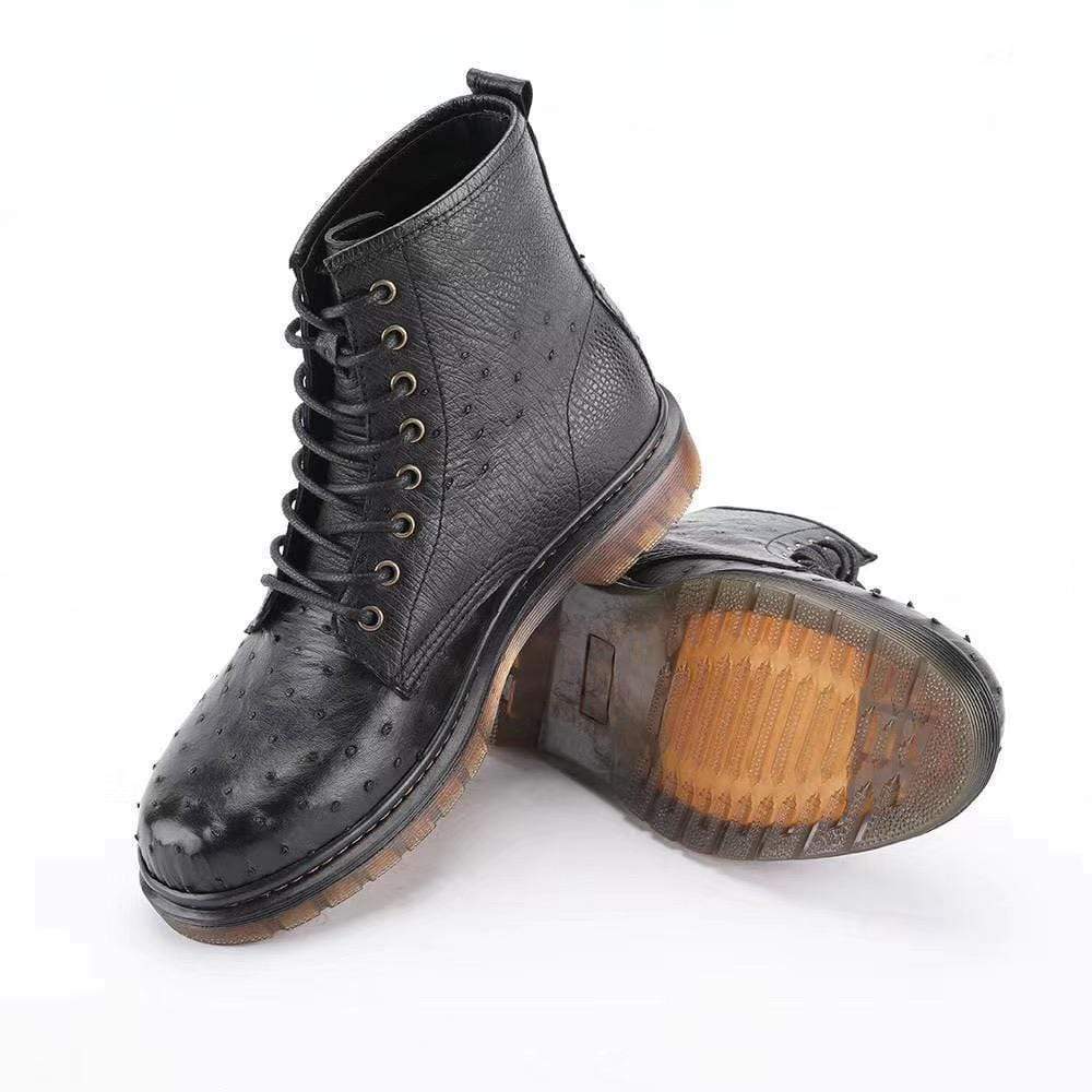 Crocodile Shoes Ostrich Leather Classic Unisex 8-Eye Boots