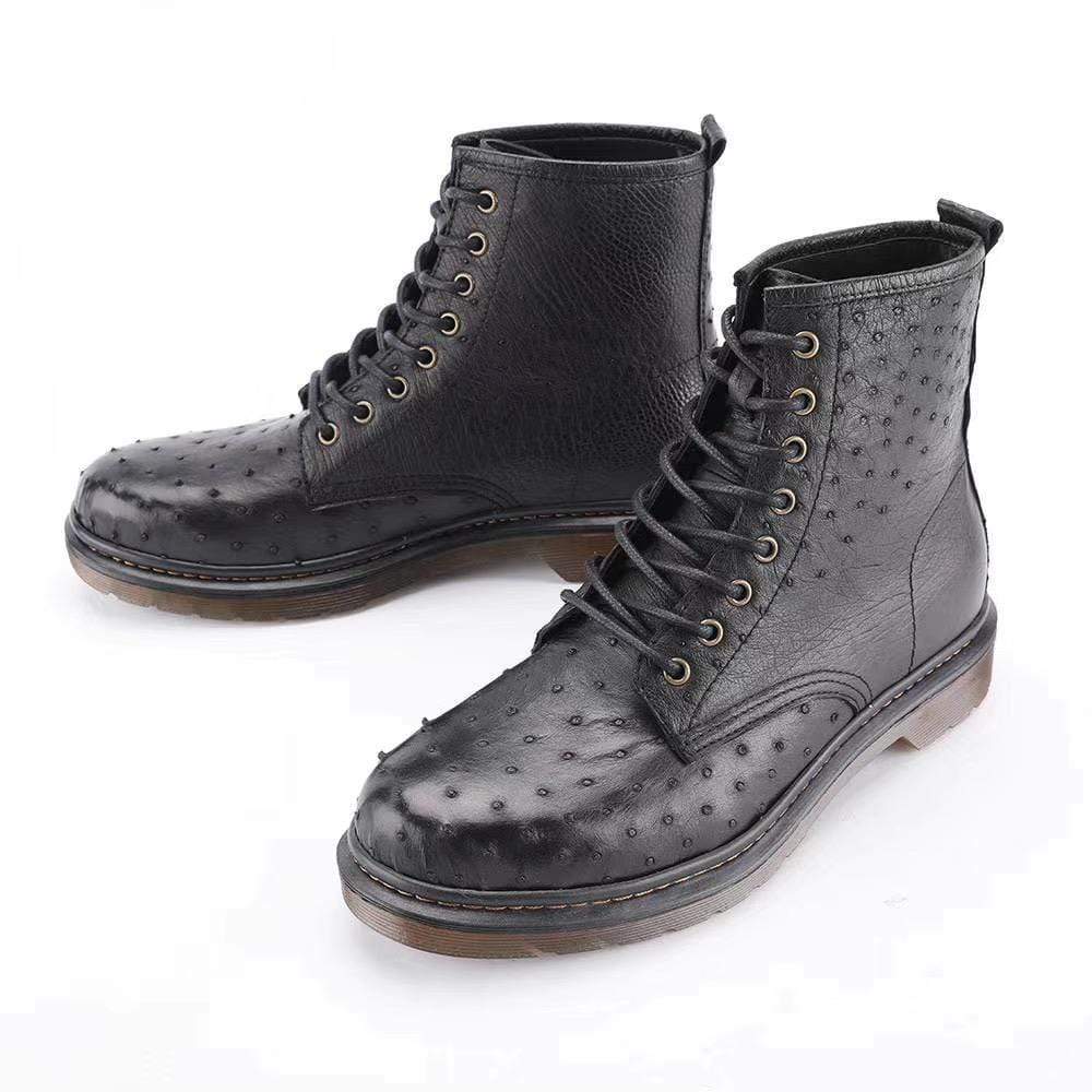 Crocodile Shoes Ostrich Leather Classic Unisex 8-Eye Boots