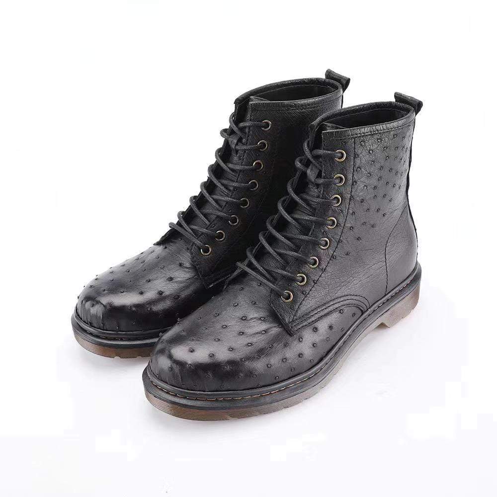 Crocodile Shoes Ostrich Leather Classic Unisex 8-Eye Boots