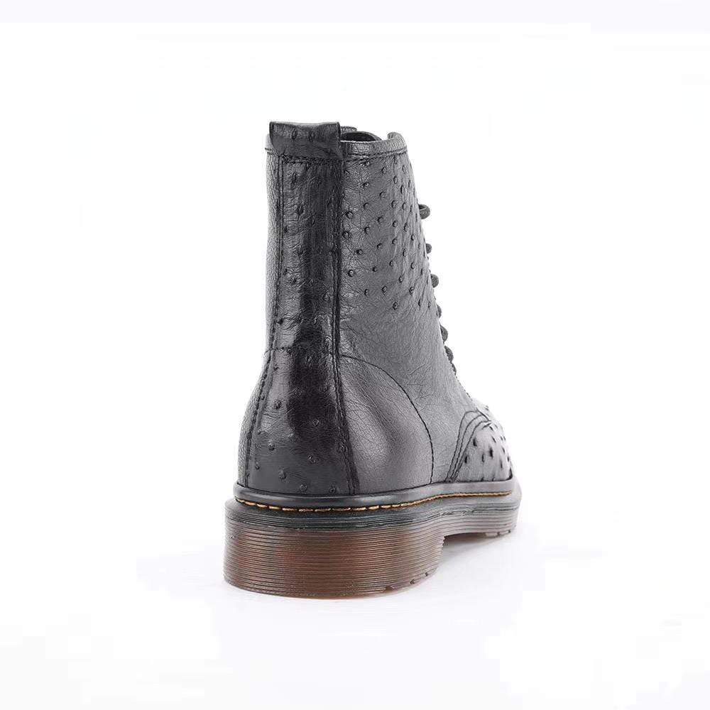 Crocodile Shoes Ostrich Leather Classic Unisex 8-Eye Boots