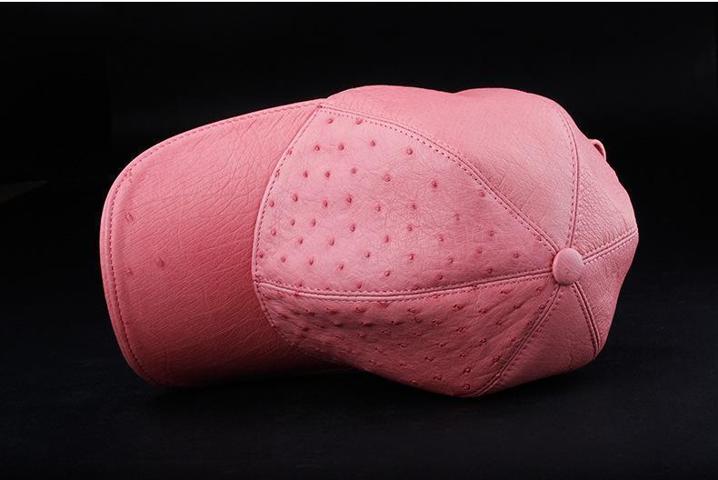 Ostrich Leather Strap back Baseball Cap Pink