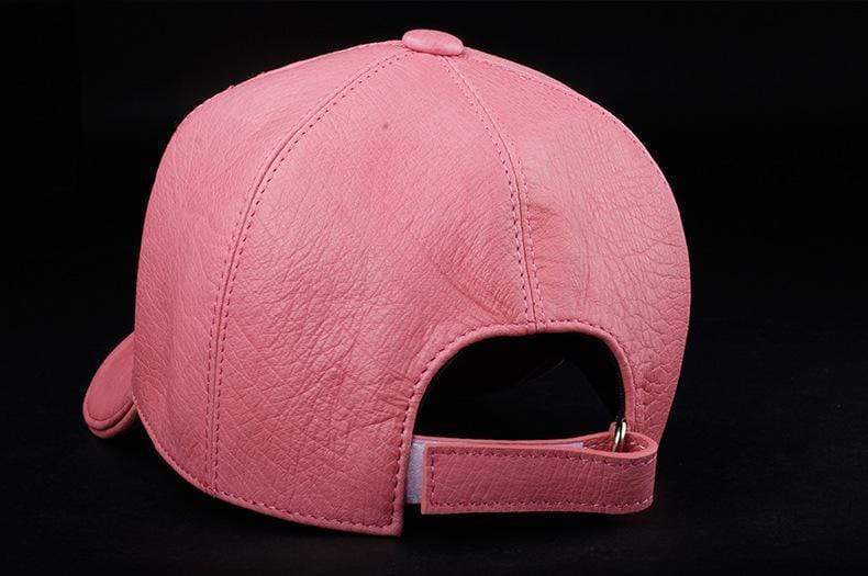 Ostrich Leather Strap back Baseball Cap Pink