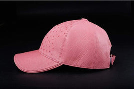 Ostrich Leather Strap back Baseball Cap Pink