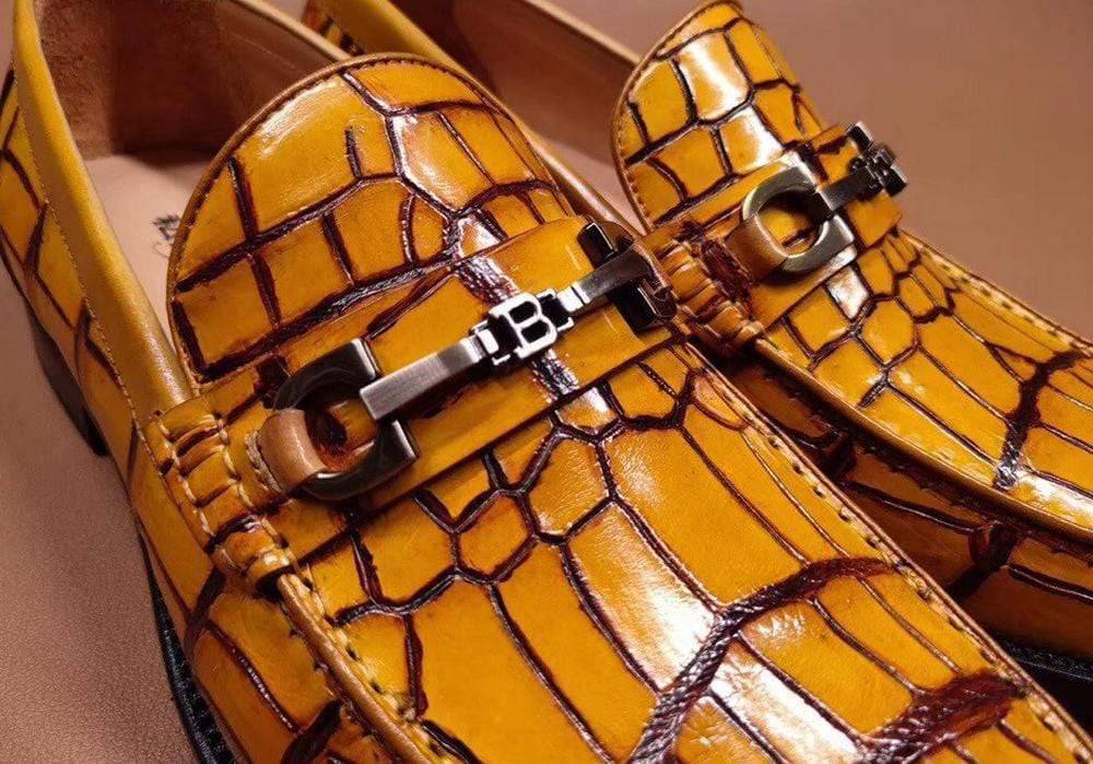 Preorder Genuine Crocodile Leather Penny Loafers  Slip-On Shoes Vintage Blue