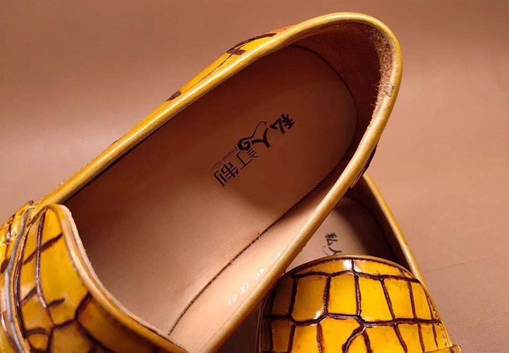 Preorder Genuine Crocodile Leather Penny Loafers  Slip-On Shoes Vintage Blue