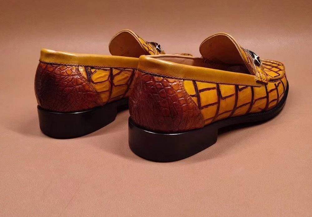 Preorder Genuine Crocodile Leather Penny Loafers  Slip-On Shoes Vintage Blue