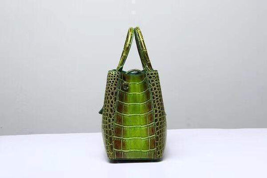 Preorder Genuine Siamese Crocodile  Belly Leather  Tote With Crossbody Strap Green