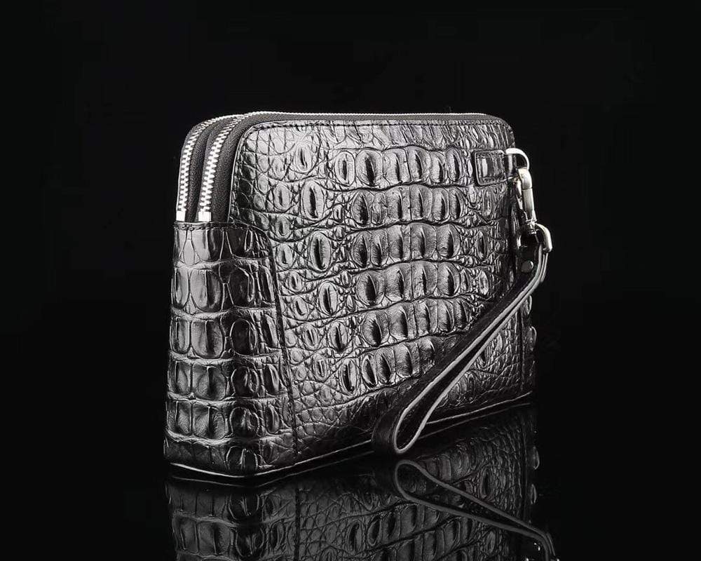 Preorder Men's Crocodile Cluthes Handbag Bag Coin Purse,Crocodile Bone Leather Clutches With Shoulder Strap