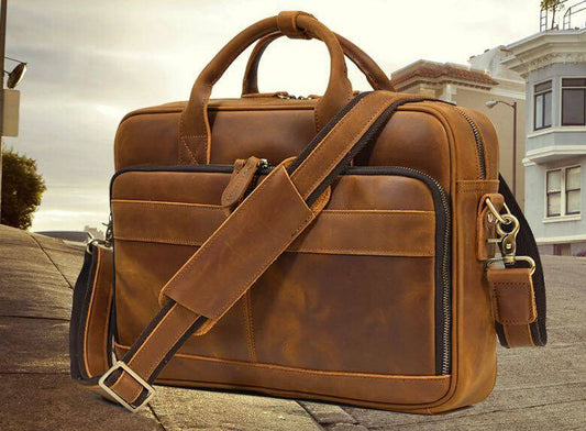 Preorder Men's Ostrich Skin Full Quill  Leather Briefcase