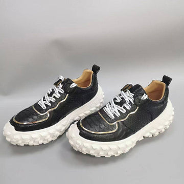 Crocodile Shoes Python Leather Rubber Platform Sneakers