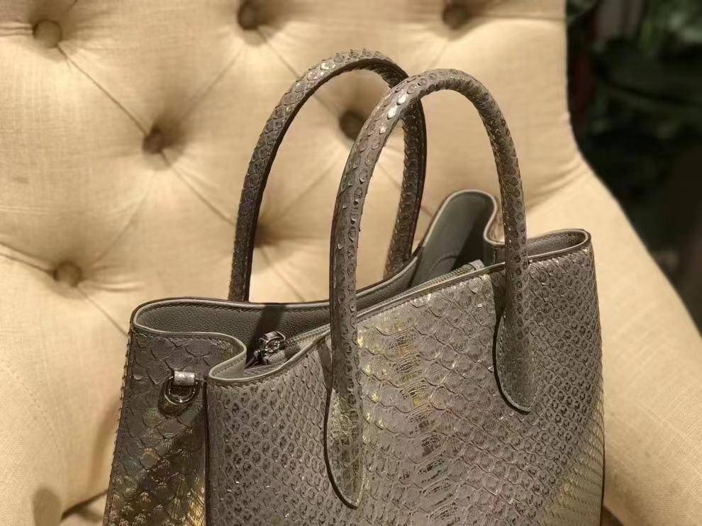 Python Leather Tote Shoulder Cross Body Bags For Women Silver