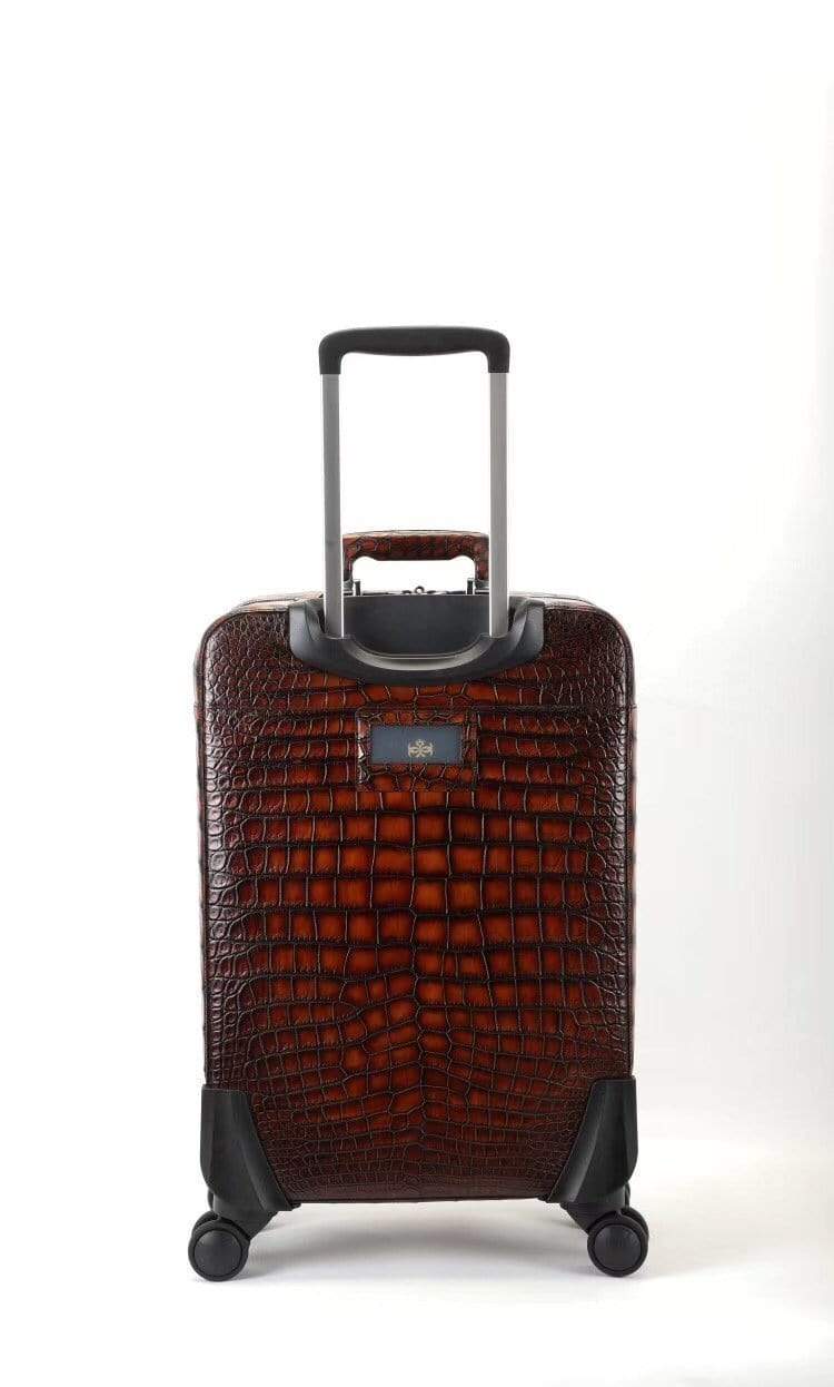 Retro Crocodile  Leather Trolley/Roll Aboard Suitcase Weekend/Travel Bag Trolley Case Universal Wheels Box Suitcase Pull Case