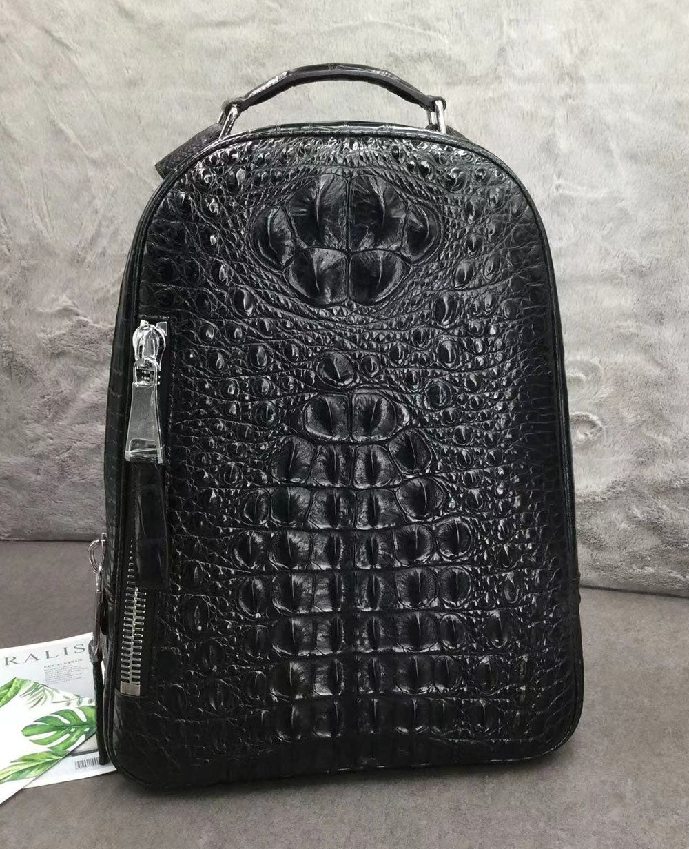 Rossie Viren Crocodile Skin Leather Backpack Large