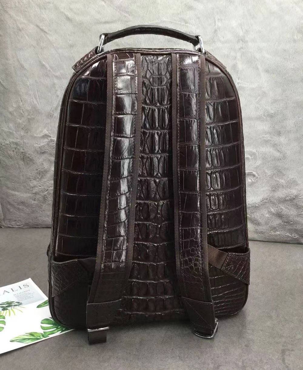 Rossie Viren Crocodile Skin Leather Backpack Large