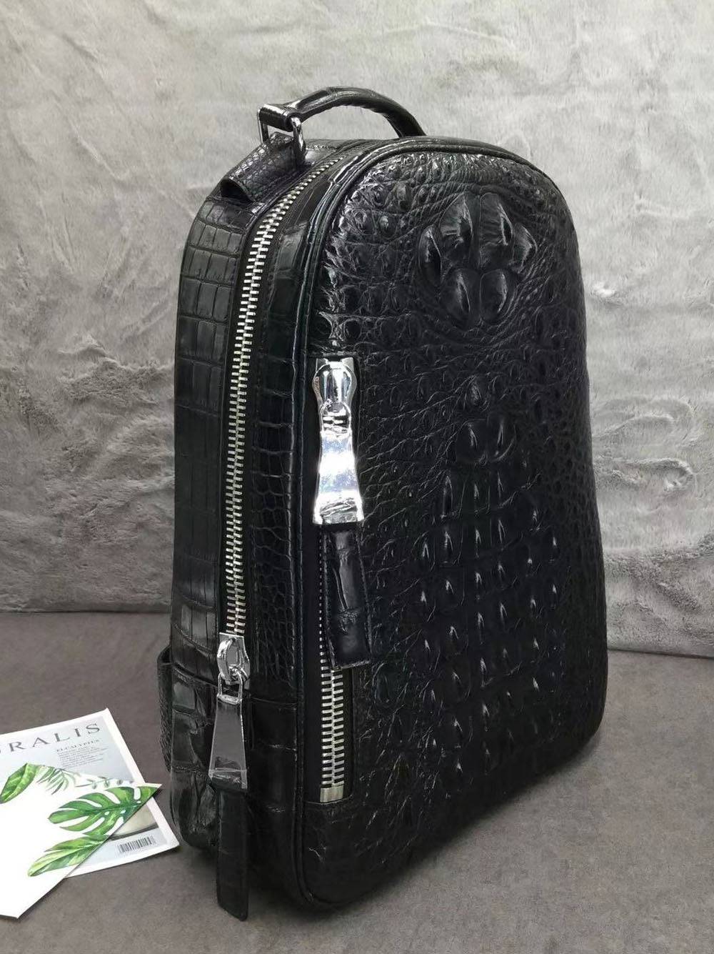 Rossie Viren Crocodile Skin Leather Backpack Large