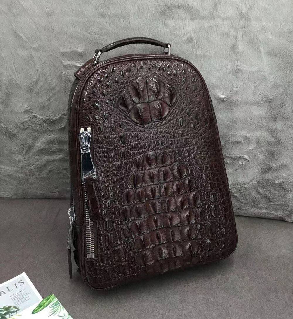 Rossie Viren Crocodile Skin Leather Backpack Large