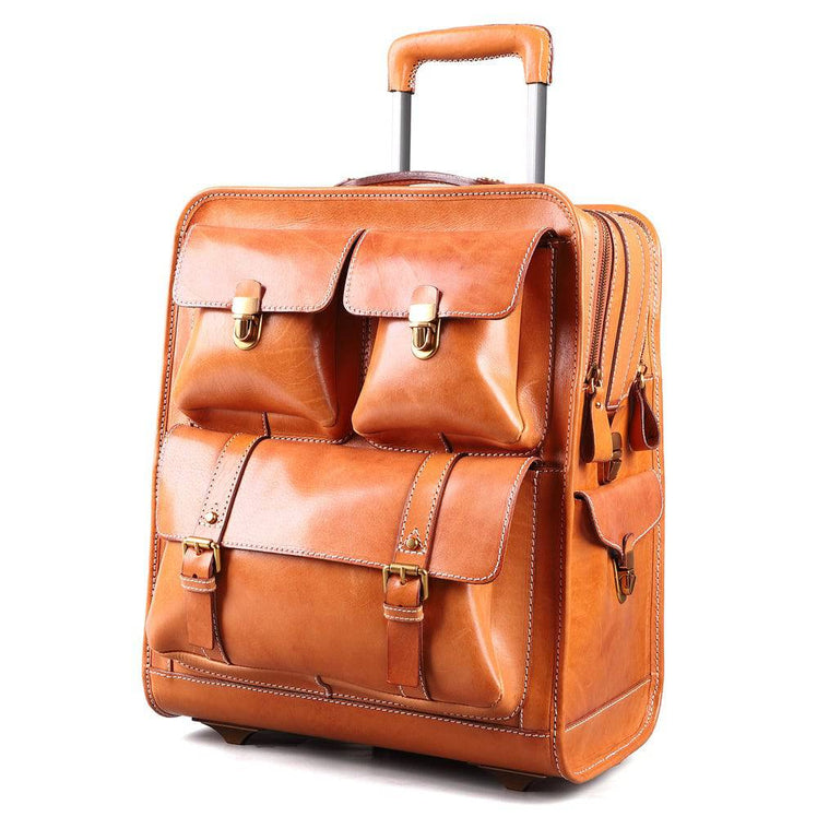 Men Business Genuine Vegetable Tanned Leather Rolling Luggage Spinner Retro Wheel Business Large Capacity Suitcase Bag 22 inch Women Multifunction Trolleys Travel Bag