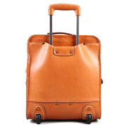 Men Business Genuine Vegetable Tanned Leather Rolling Luggage Spinner Retro Wheel Business Large Capacity Suitcase Bag 22 inch Women Multifunction Trolleys Travel Bag