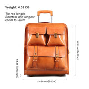 Men Business Genuine Vegetable Tanned Leather Rolling Luggage Spinner Retro Wheel Business Large Capacity Suitcase Bag 22 inch Women Multifunction Trolleys Travel Bag