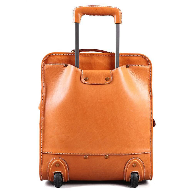 Men Business Genuine Vegetable Tanned Leather Rolling Luggage Spinner Retro Wheel Business Large Capacity Suitcase Bag 22 inch Women Multifunction Trolleys Travel Bag