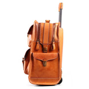 Men Business Genuine Vegetable Tanned Leather Rolling Luggage Spinner Retro Wheel Business Large Capacity Suitcase Bag 22 inch Women Multifunction Trolleys Travel Bag