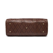 Rossie Viren  Men's Quilted Large Capacity  Leather Duffel Carryall Travel  Bag
