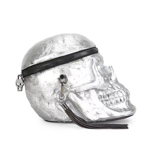 3D Bags Silver Skull Cross Body Shoulder Bag Mini Handle Handbags