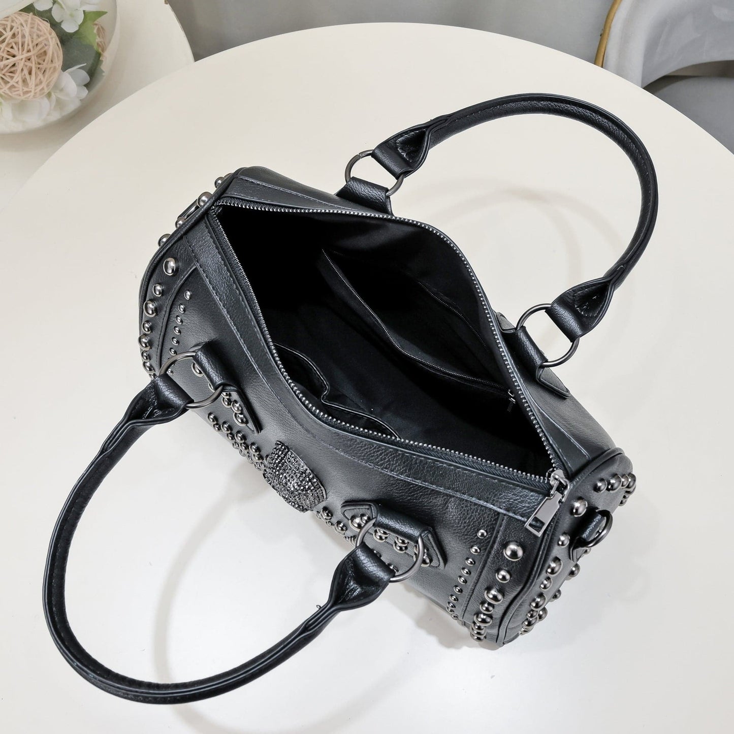 3D Crystal Skull Bag With Studded Satchels