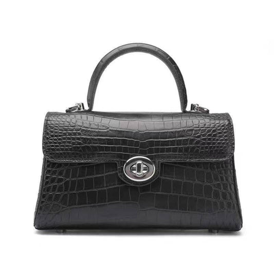 Small Matt Genuine Crocodile Leather Top Handle Bags