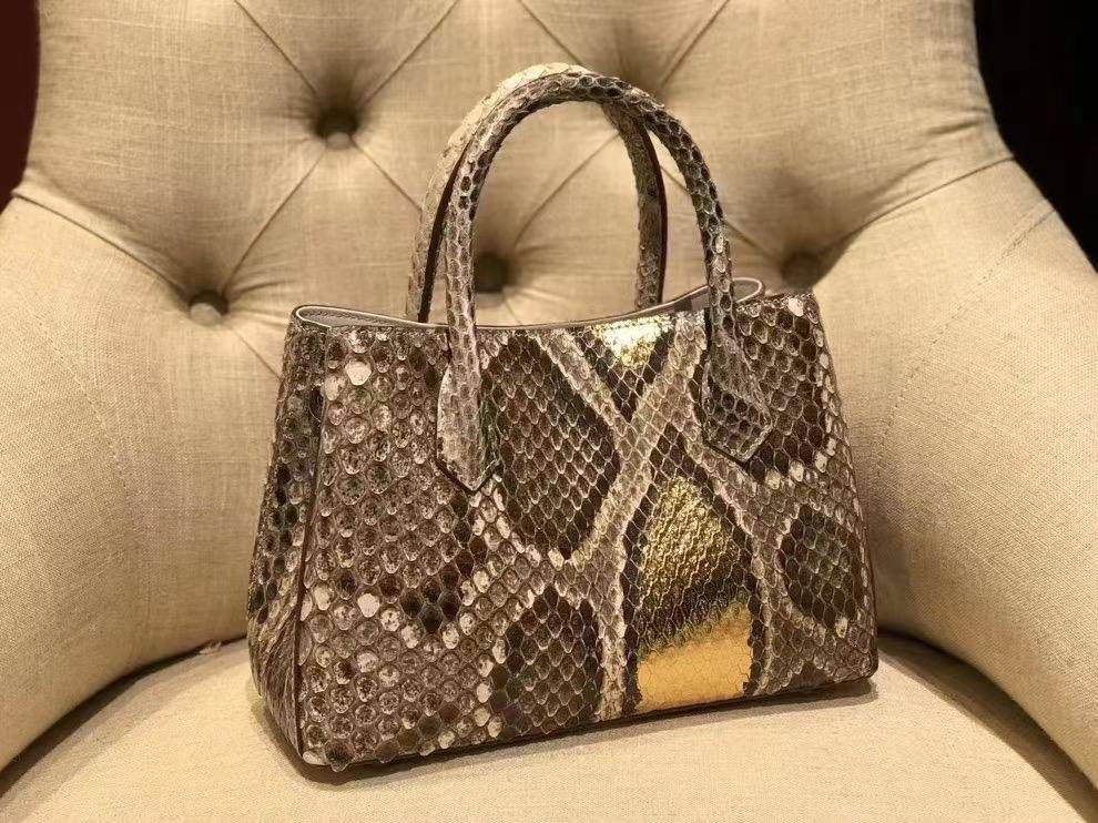 Small Python Leather Tote Shoulder Cross Body Bags For Women Grey