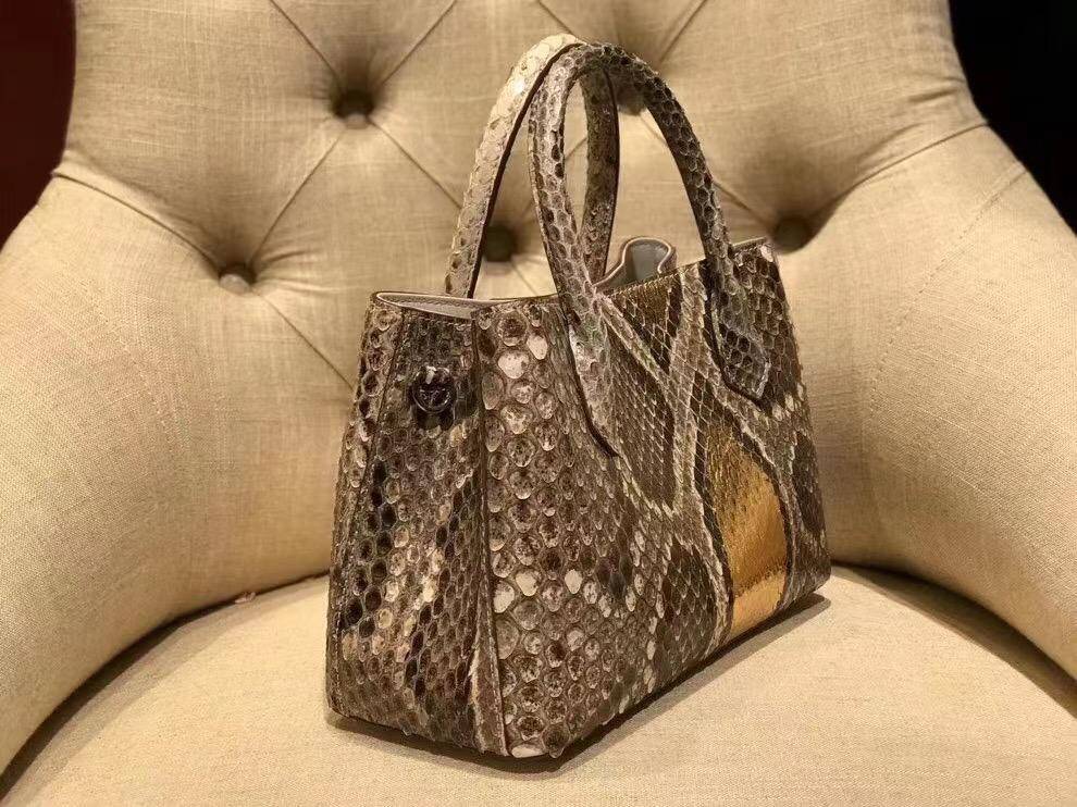 Small Python Leather Tote Shoulder Cross Body Bags For Women Grey