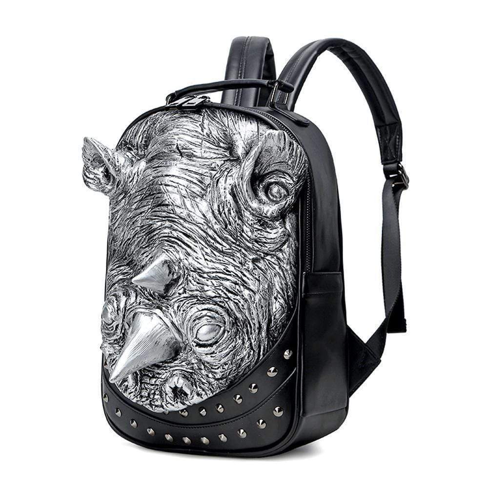 Studded 3D Rhinoceros Waterproof Backpack Unisex Fashion Pattern Bags Trendy Travel Knapsacks