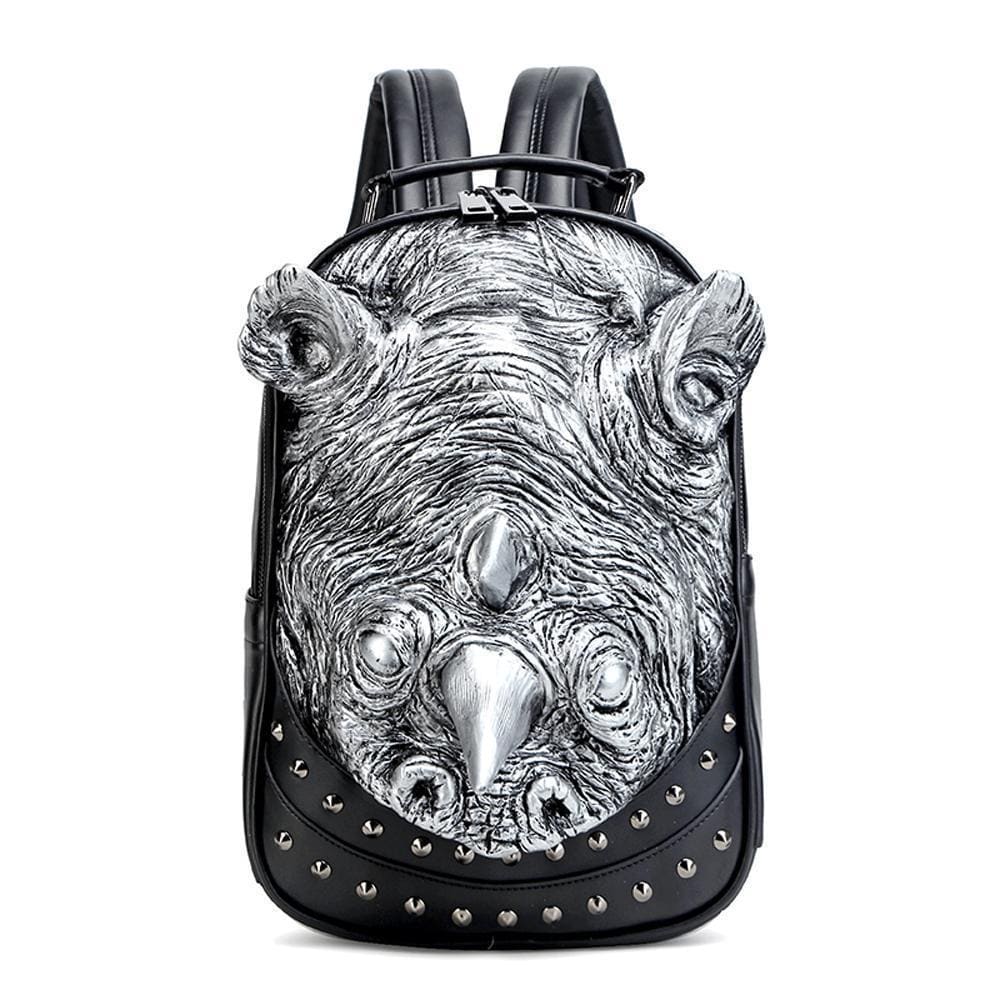 Studded 3D Rhinoceros Waterproof Backpack Unisex Fashion Pattern Bags Trendy Travel Knapsacks