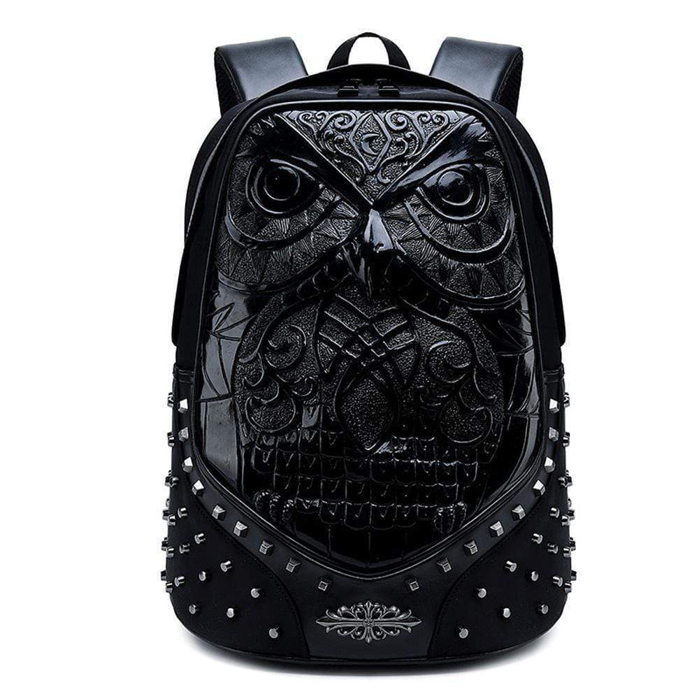 Studded Backpack 3D Owl Laptop Computer Handbags Travelling Rucksack Bag