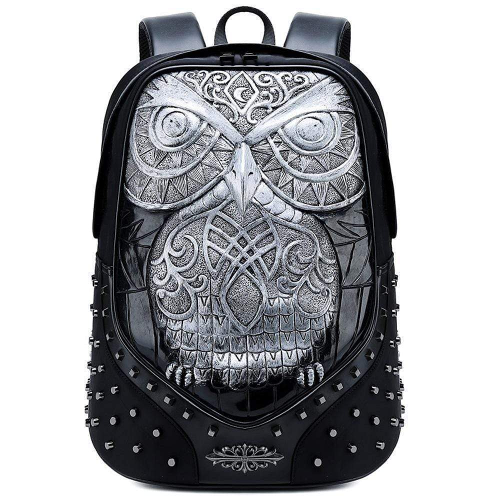 Studded Backpack 3D Owl Laptop Computer Handbags Travelling Rucksack Bag