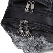 Unisex 3D Angry Wolf PU Leather Casual Laptop Rivet Fashion Backpack