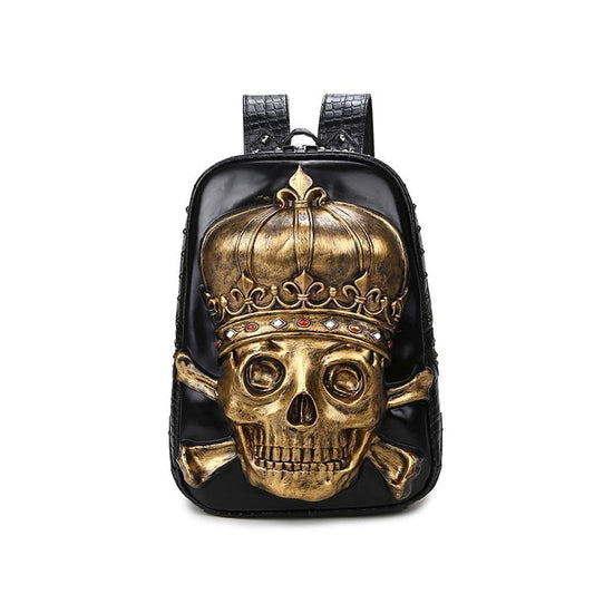 Unisex 3D Realistic Smiling Skull With Crown Backpack