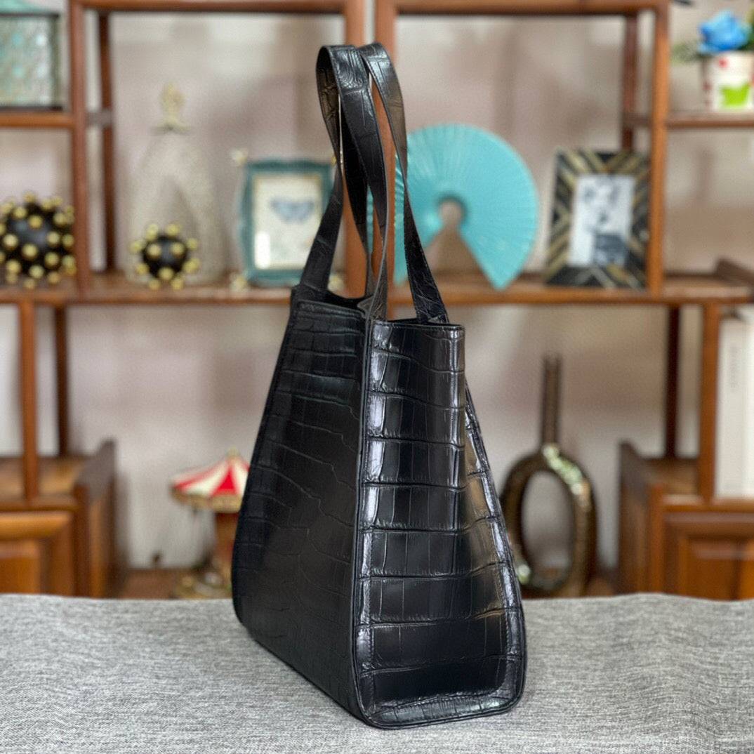 Unisex  Crocodile Belly Leather Hobo Shopper Bags