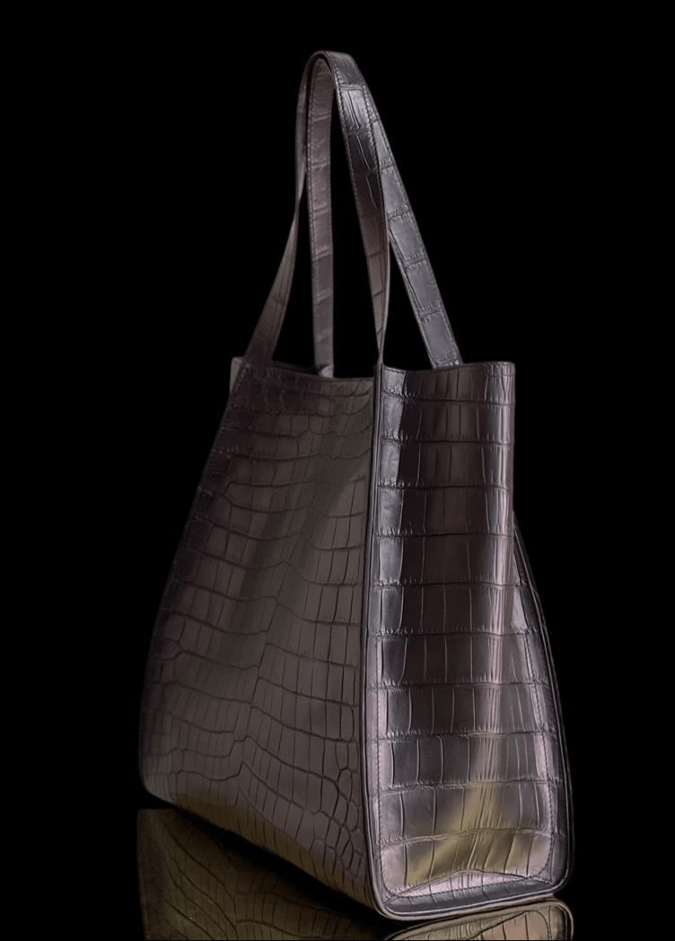 Unisex  Crocodile Belly Leather Large Hobo Shopper Bags