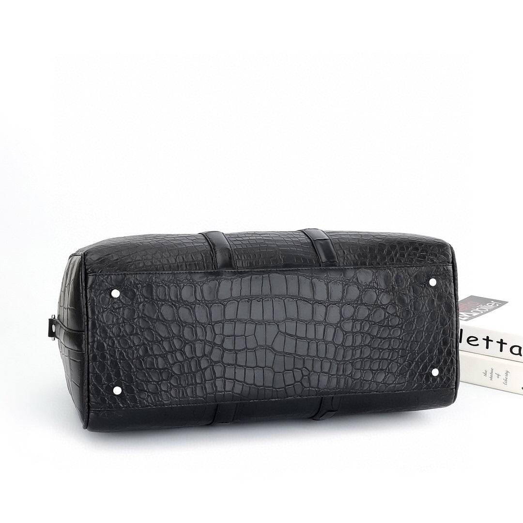 Unisex Genuine Crocodile Belly Leather Travel Duffle Bag