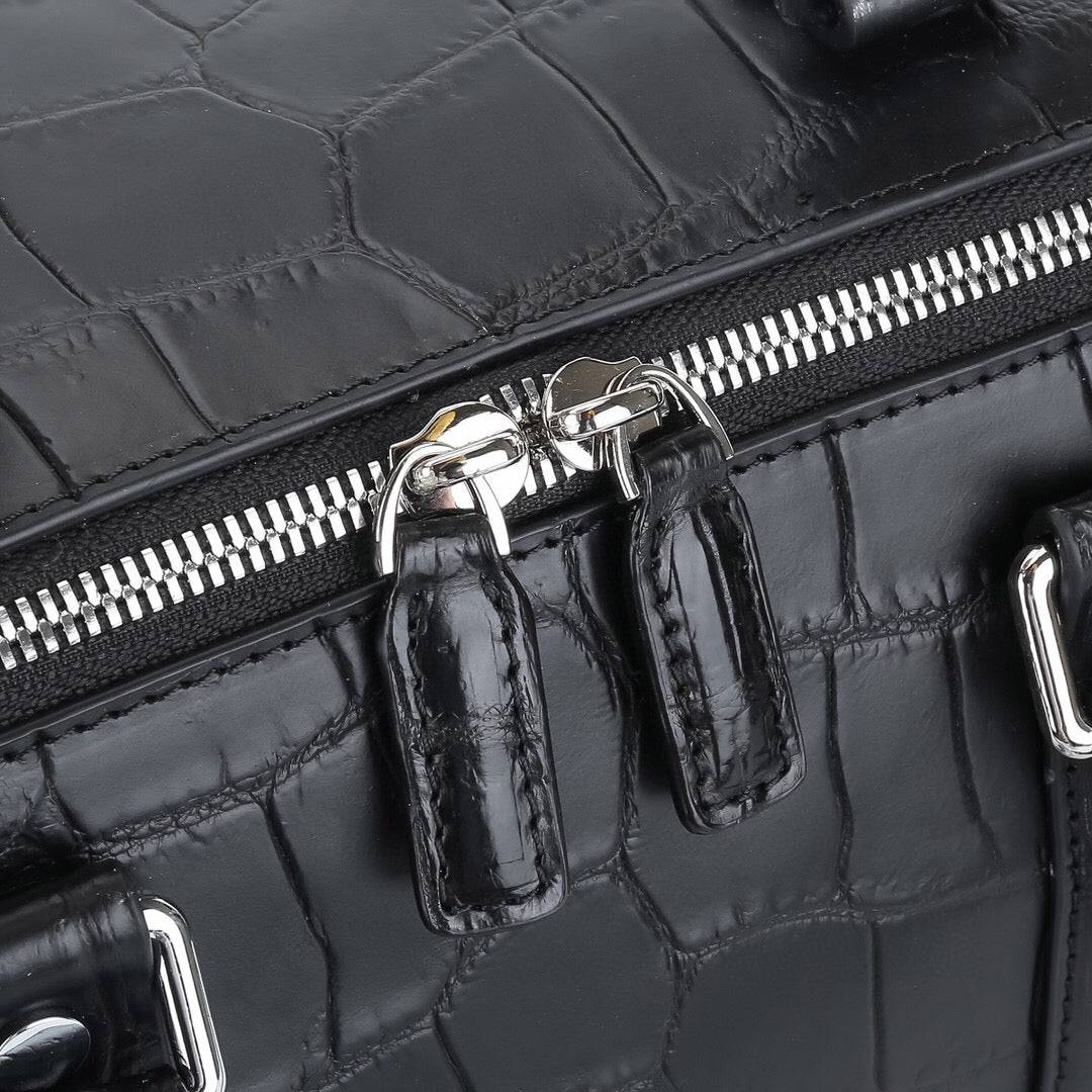 Unisex Genuine Crocodile Belly Leather Travel Duffle Bag