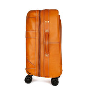 Unisex Genuine Vintage Vegetable Tanned Leather Carry On Business Trolley Bag Rotate Universal Wheel 20 Inch Travelling Luggage Bag